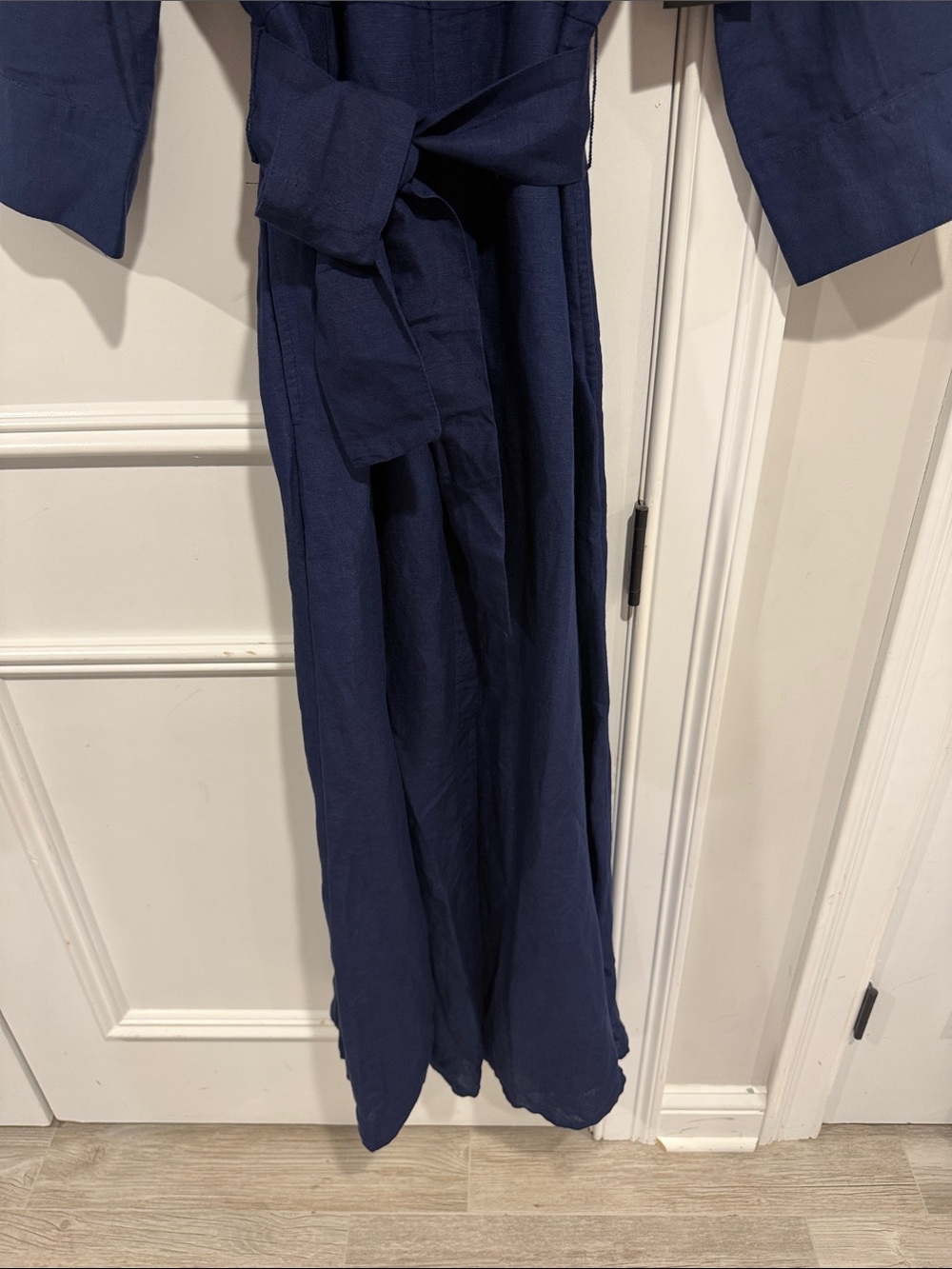 Boston Proper Navy Linen Blend Shirt Maxi Dress - Picture 6 of 9